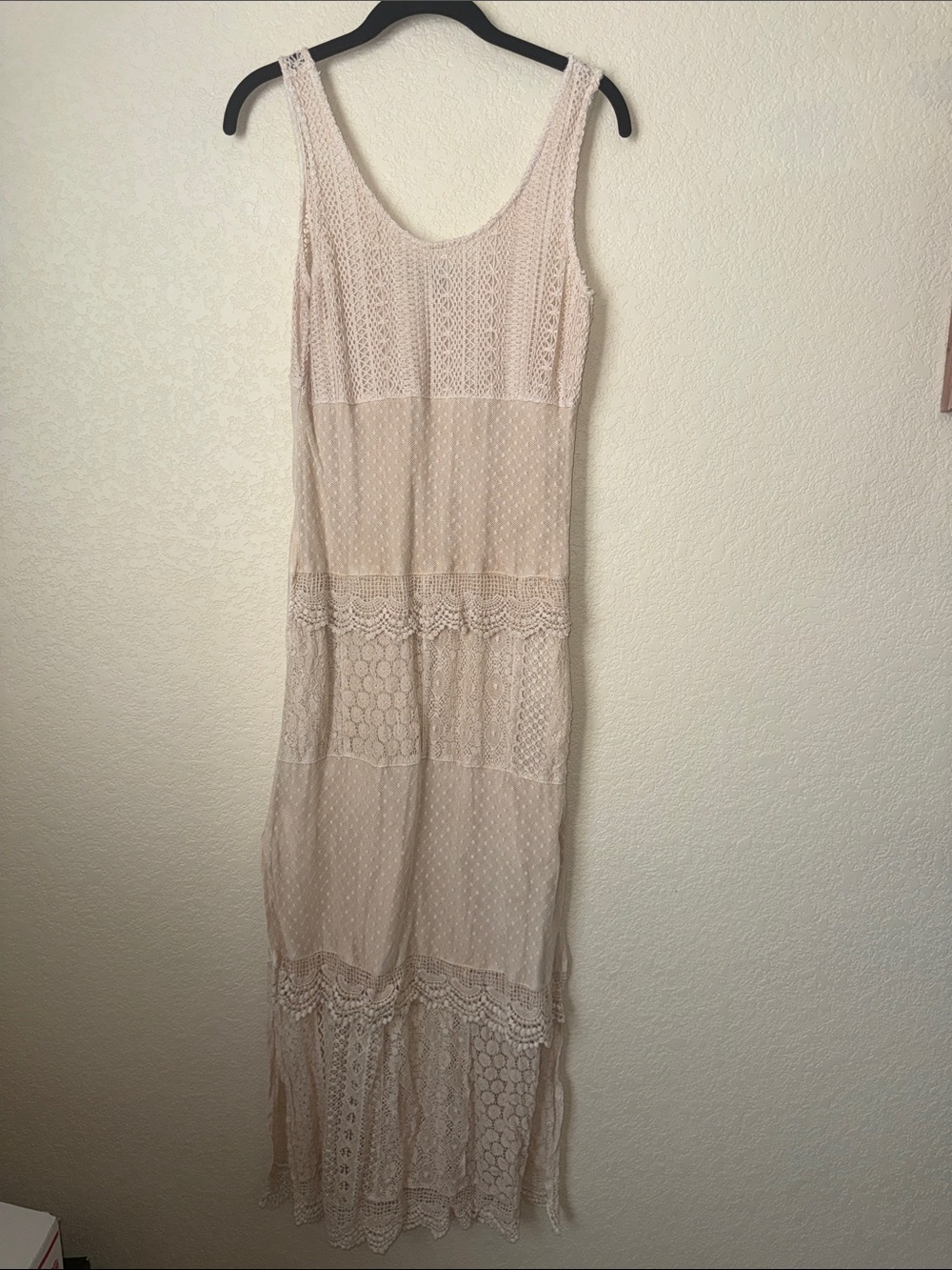 NWOT Young Threads Cream Lace Maxi Dress Size M